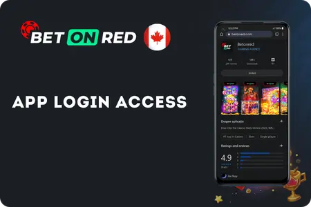 BetOnRed Casino Mobile App Login Screen